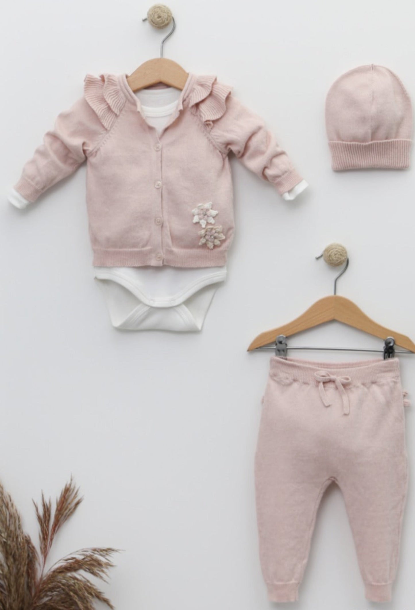 4-teiliges Strickset mit Blümchen - FRESITA