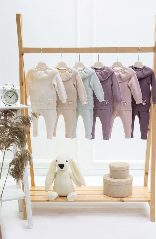 2-teiliges Pullover-Set mit Perle und Schleife aus 100% Baumwolle - FRESITA