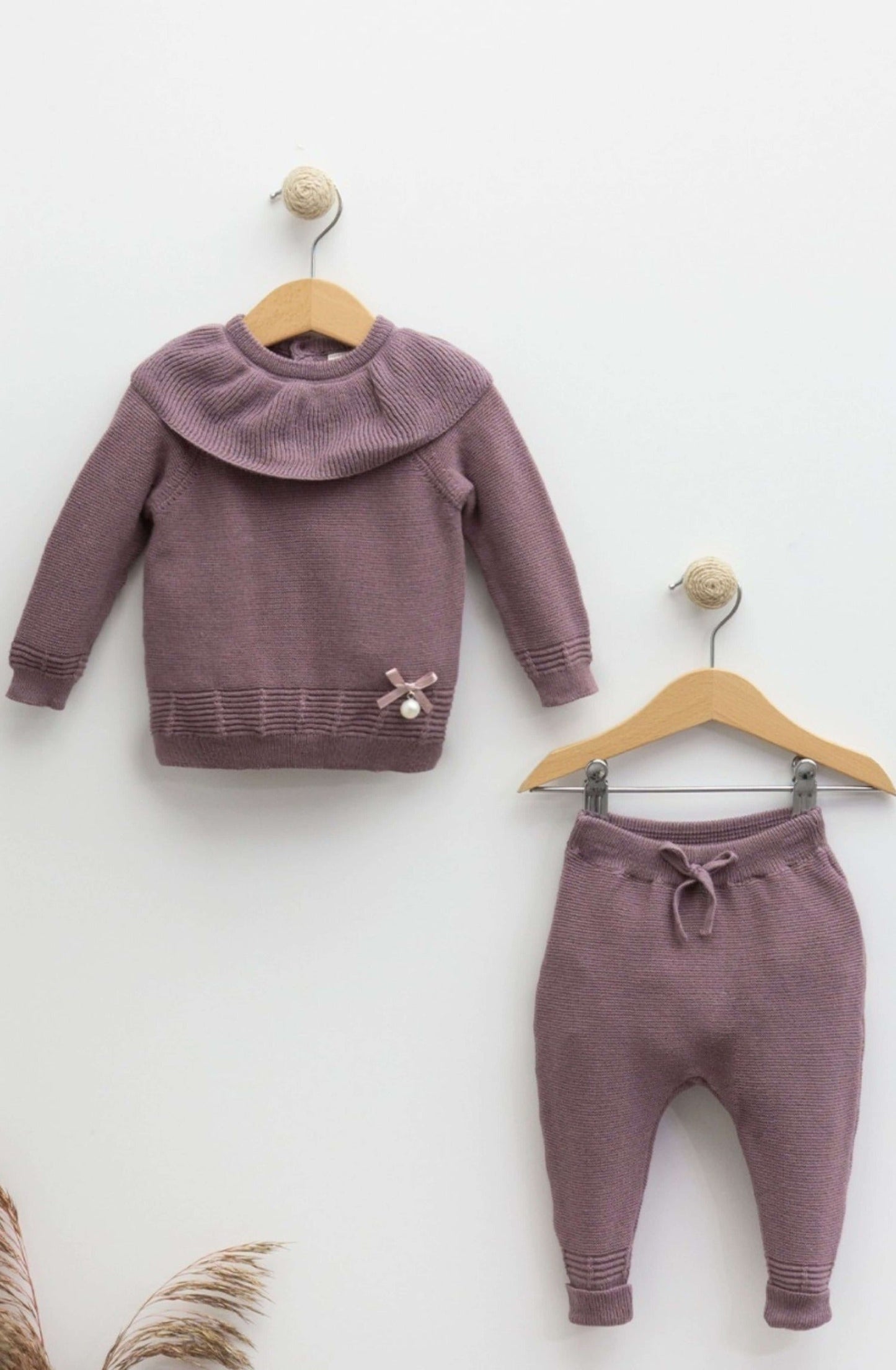 2-teiliges Pullover-Set mit Perle und Schleife aus 100% Baumwolle - FRESITA