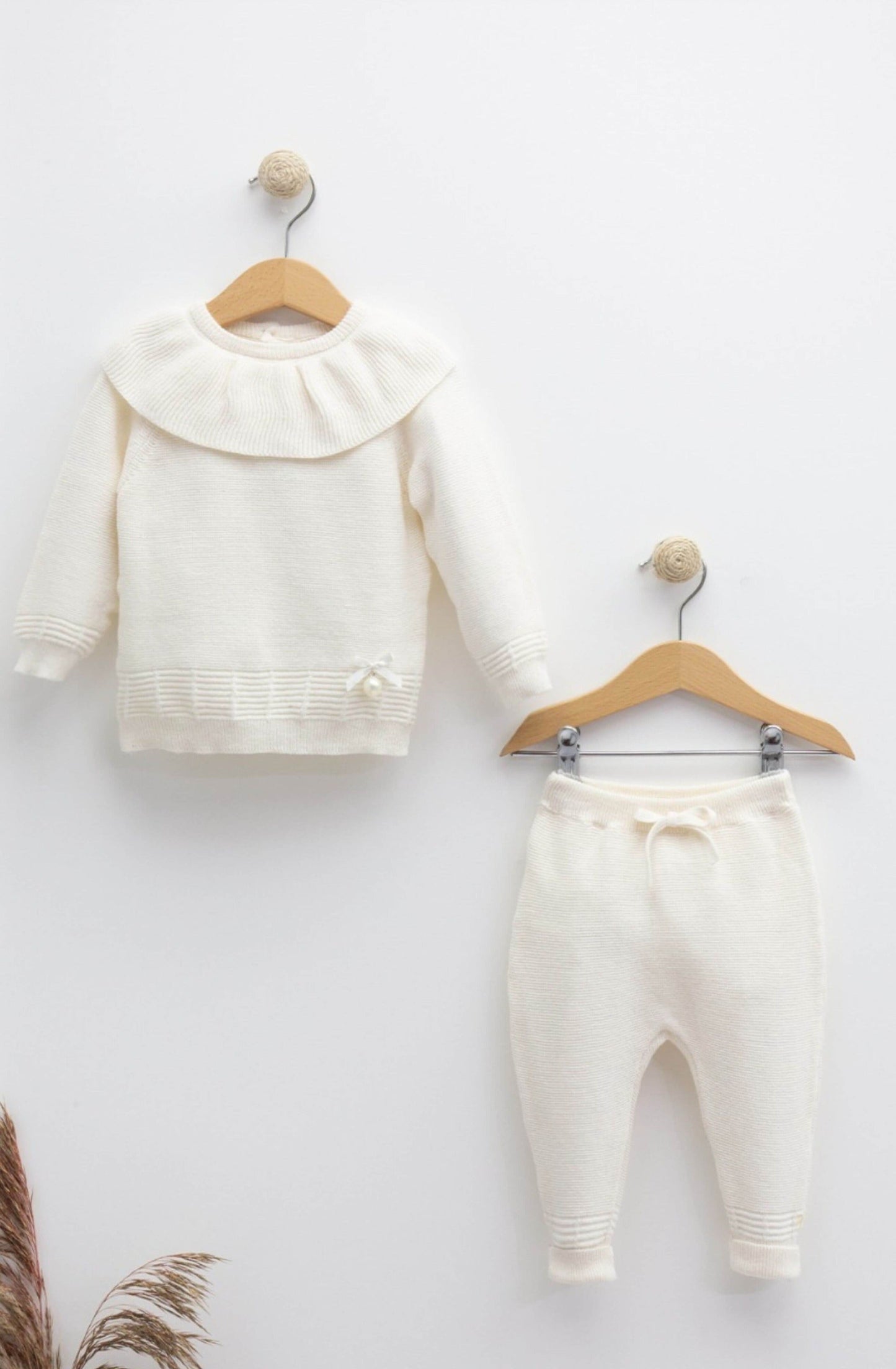 2-teiliges Pullover-Set mit Perle und Schleife aus 100% Baumwolle - FRESITA