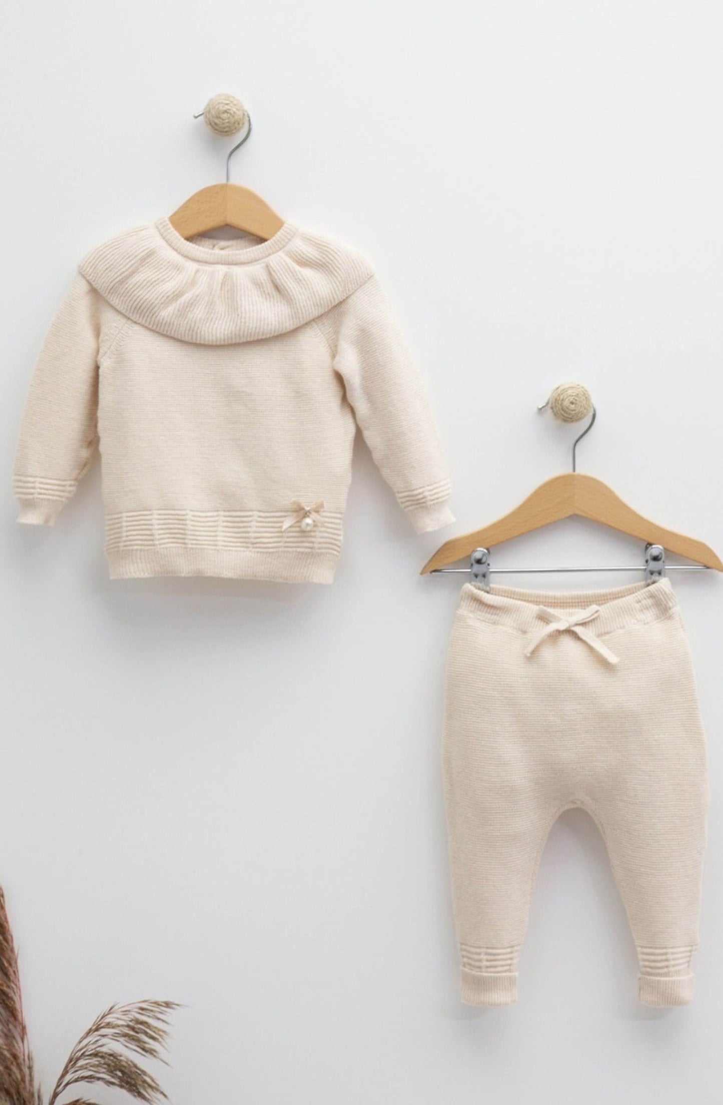 2-teiliges Pullover-Set mit Perle und Schleife aus 100% Baumwolle - FRESITA