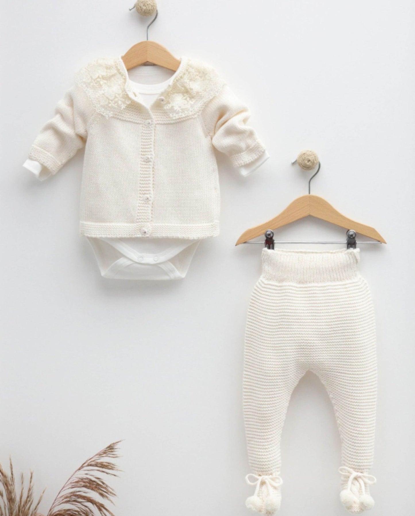3-teiliges Strickjacken-Set mit Spitze - FRESITA