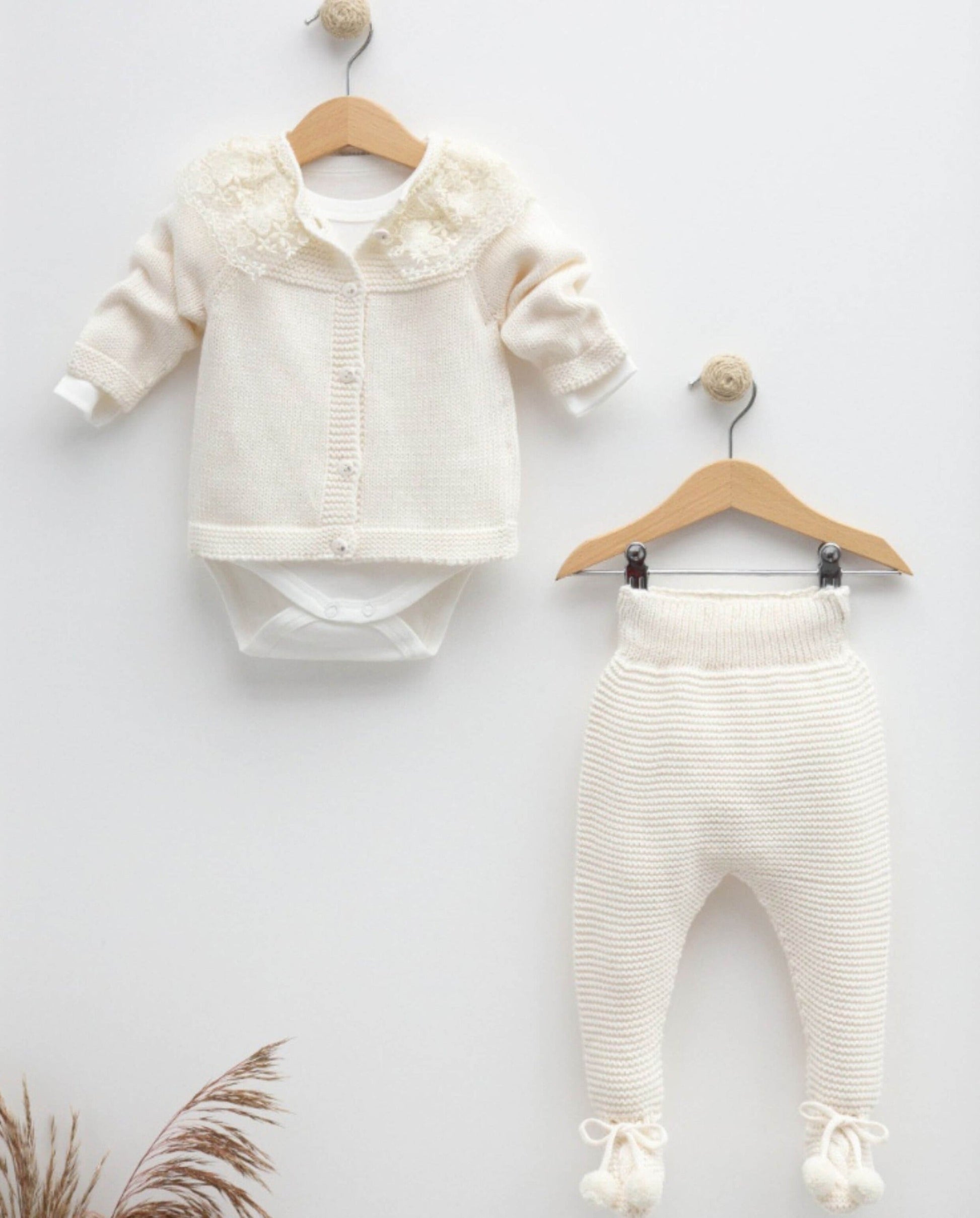 3-teiliges Strickjacken-Set mit Spitze - FRESITA