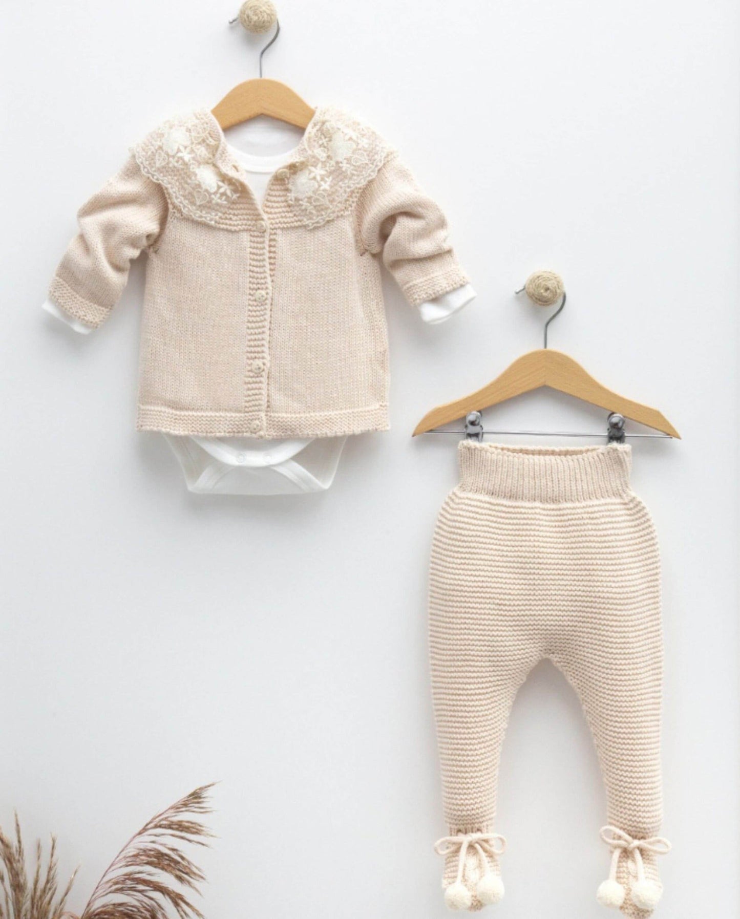 3-teiliges Strickjacken-Set mit Spitze - FRESITA