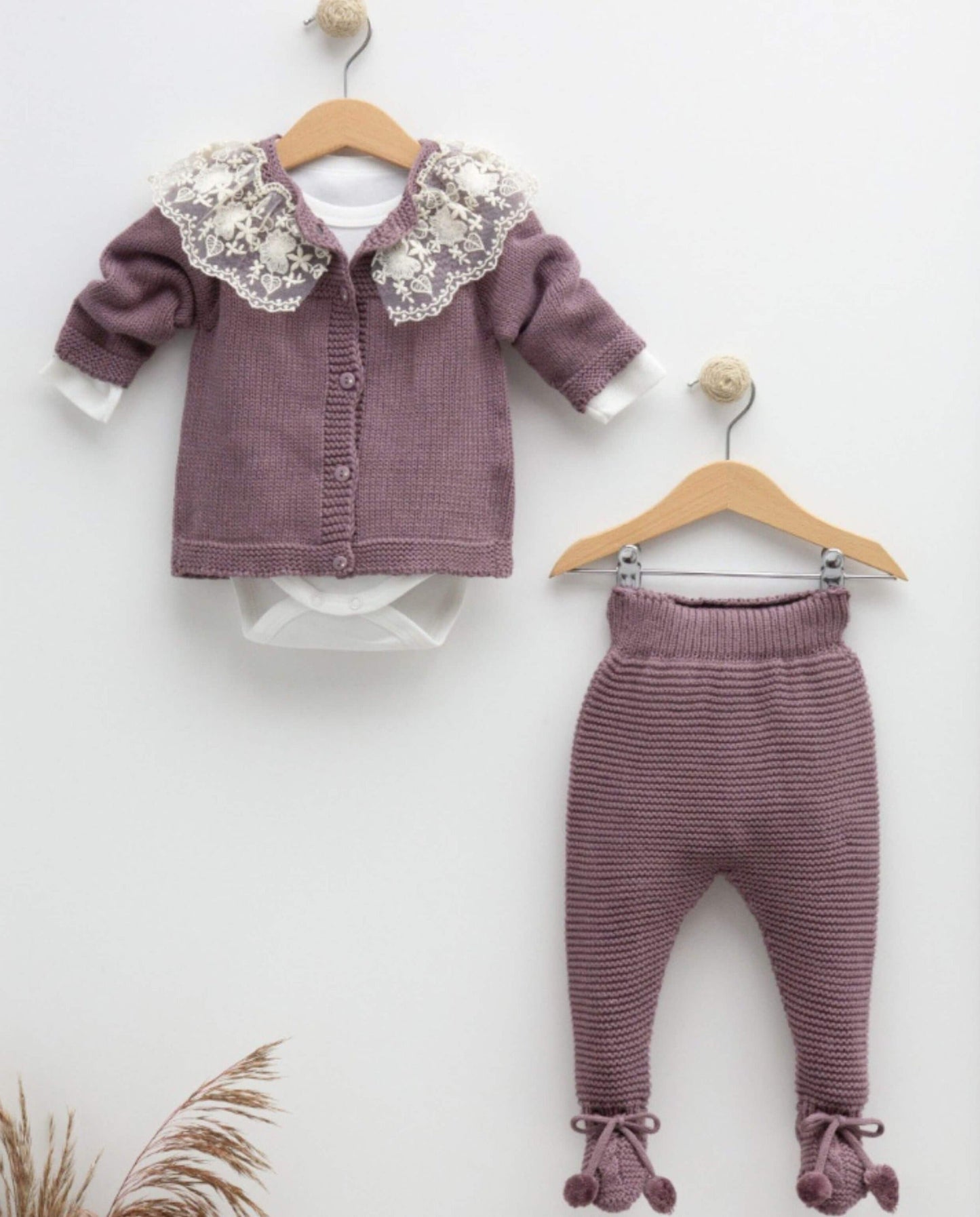 3-teiliges Strickjacken-Set mit Spitze - FRESITA