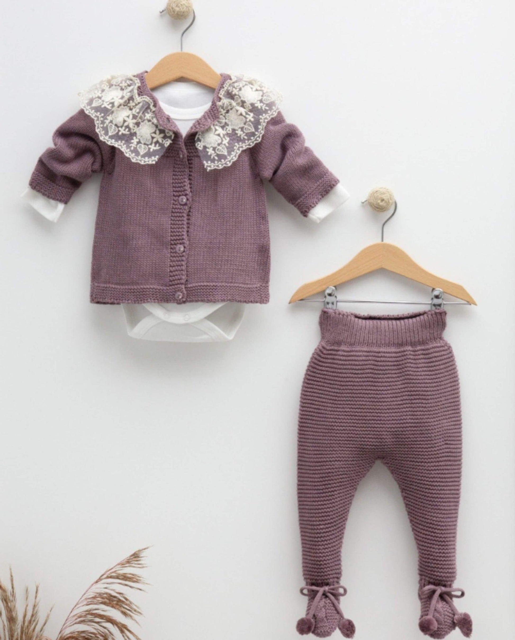 3-teiliges Strickjacken-Set mit Spitze - FRESITA