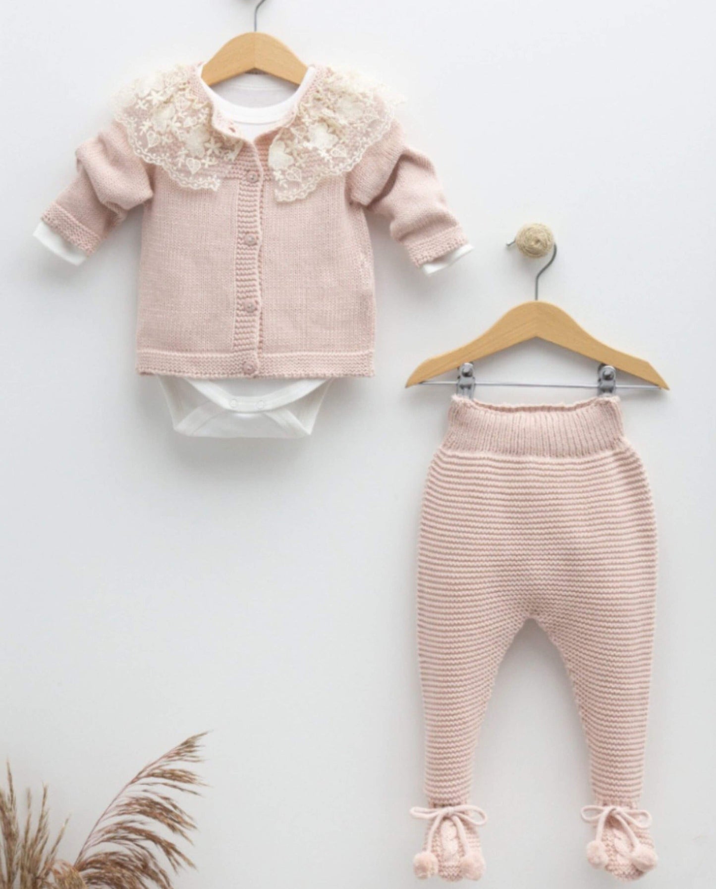 3-teiliges Strickjacken-Set mit Spitze - FRESITA
