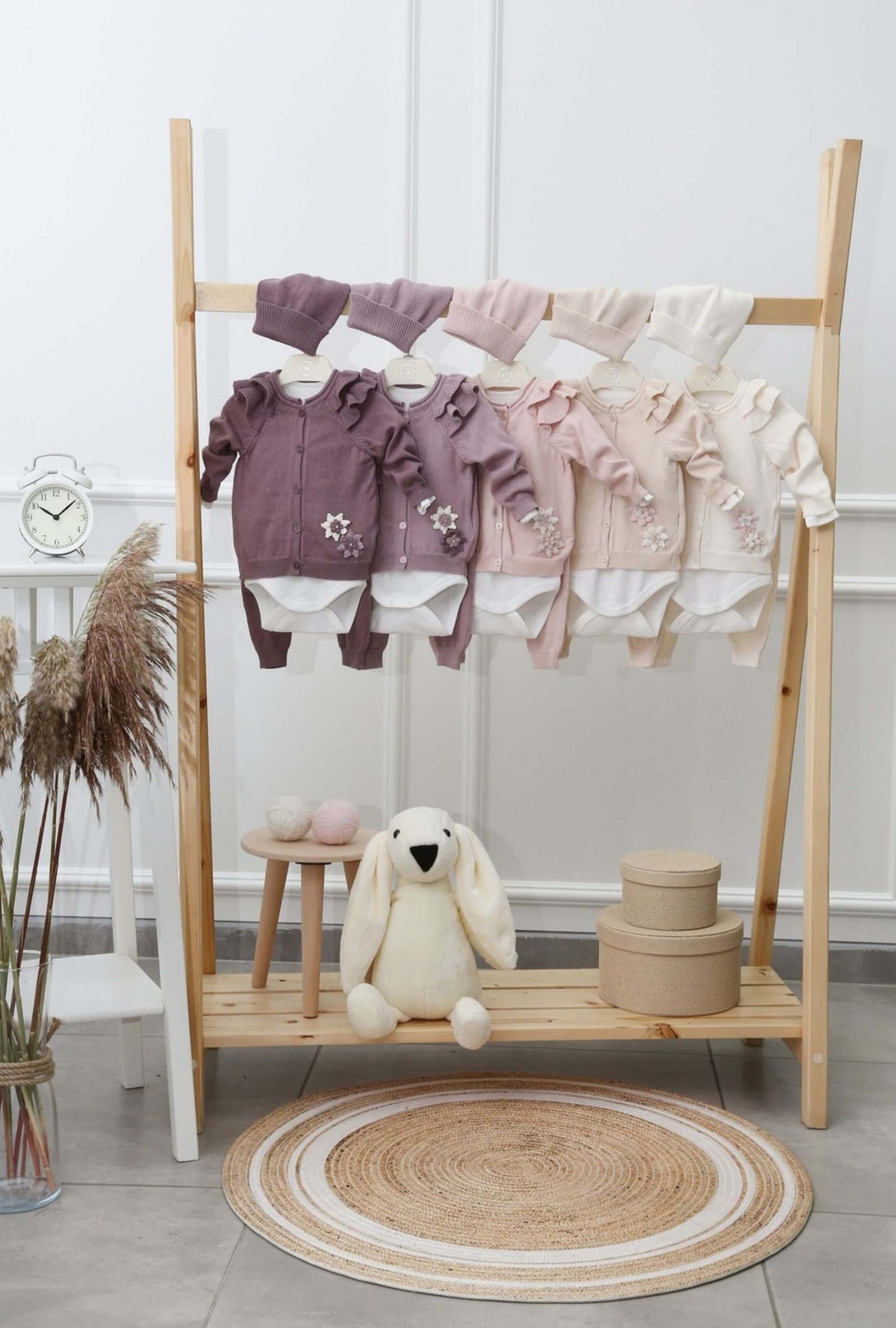 4-teiliges Strickset mit Blümchen - FRESITA