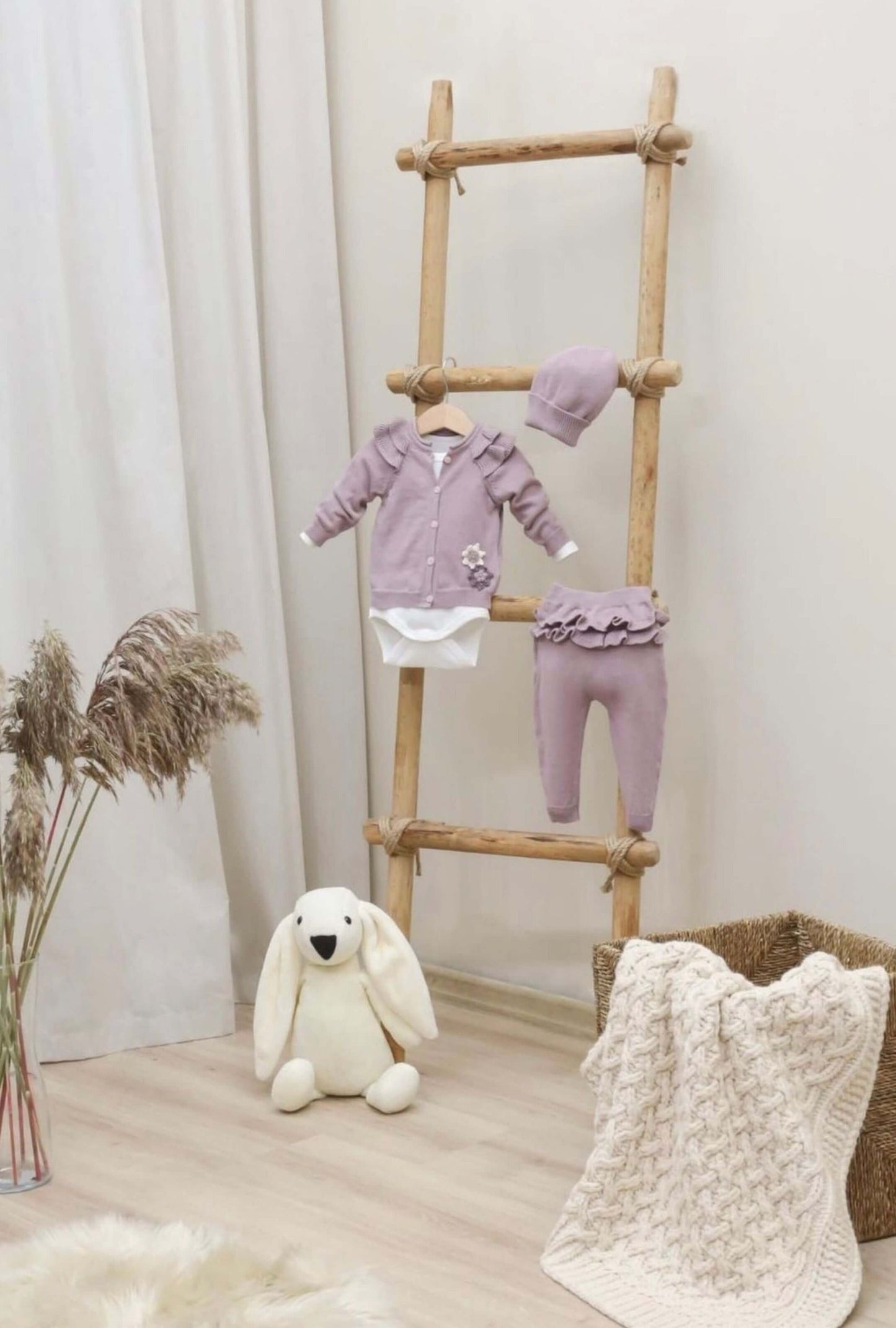 4-teiliges Strickset mit Blümchen - FRESITA