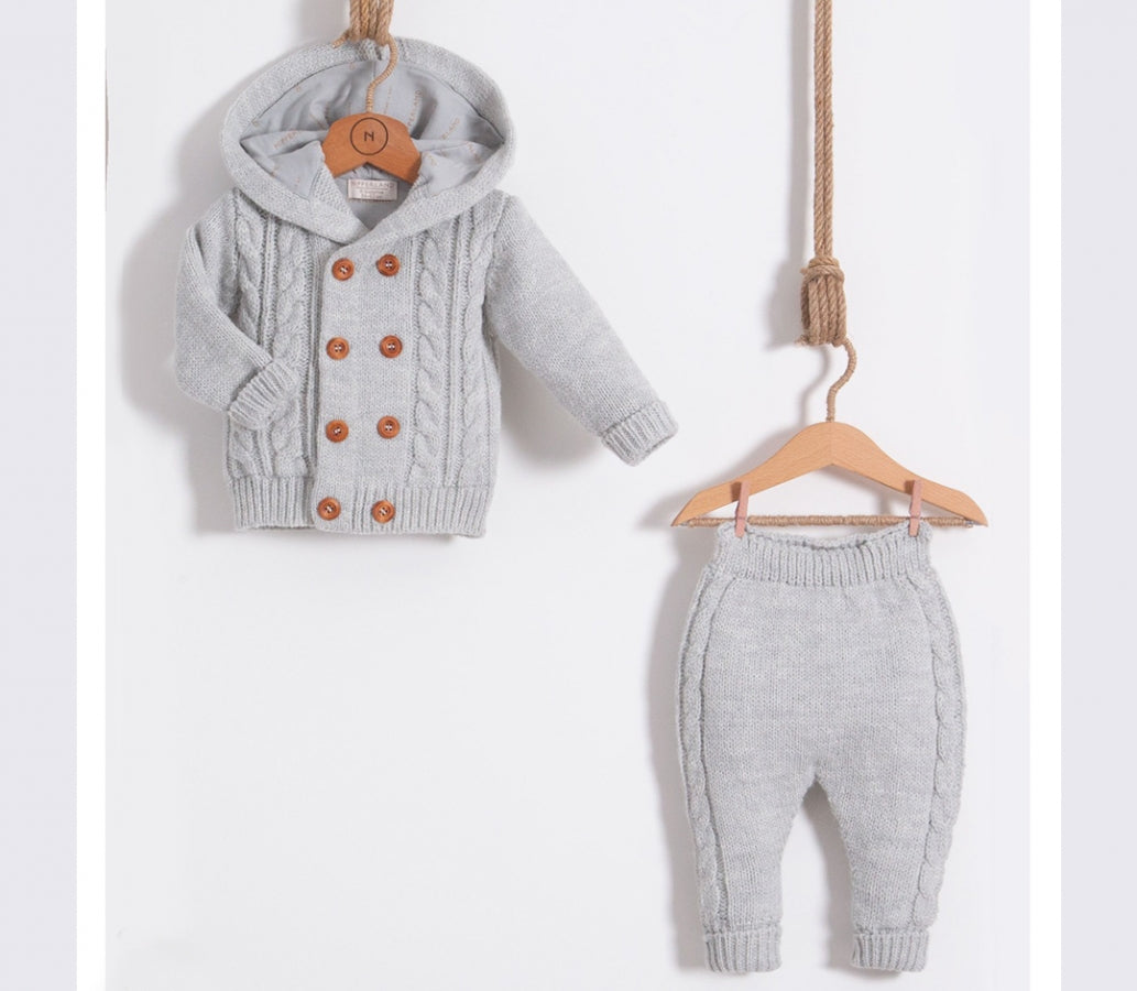 Babyset mit Kapuze und Holzknöpfen - FRESITA