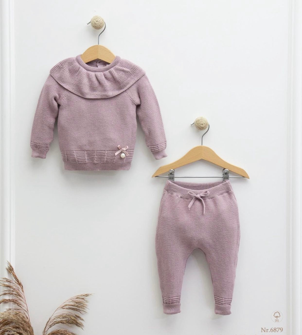 2-teiliges Pullover-Set mit Perle und Schleife aus 100% Baumwolle - FRESITA