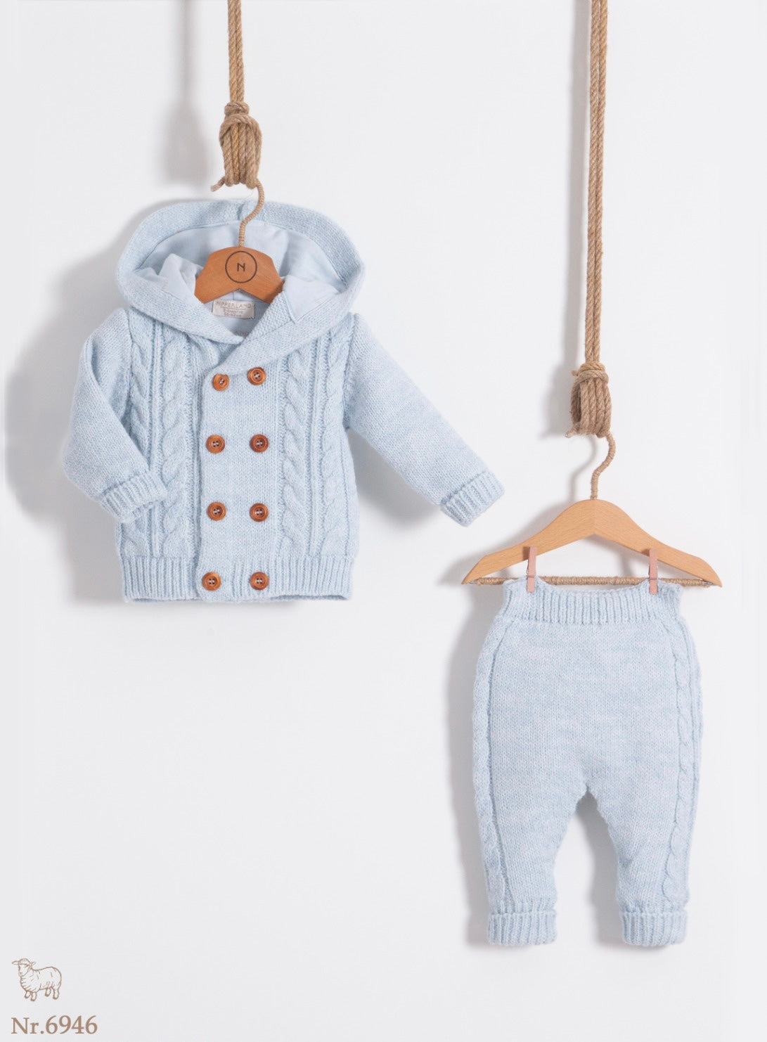 Babyset mit Kapuze und Holzknöpfen - FRESITA