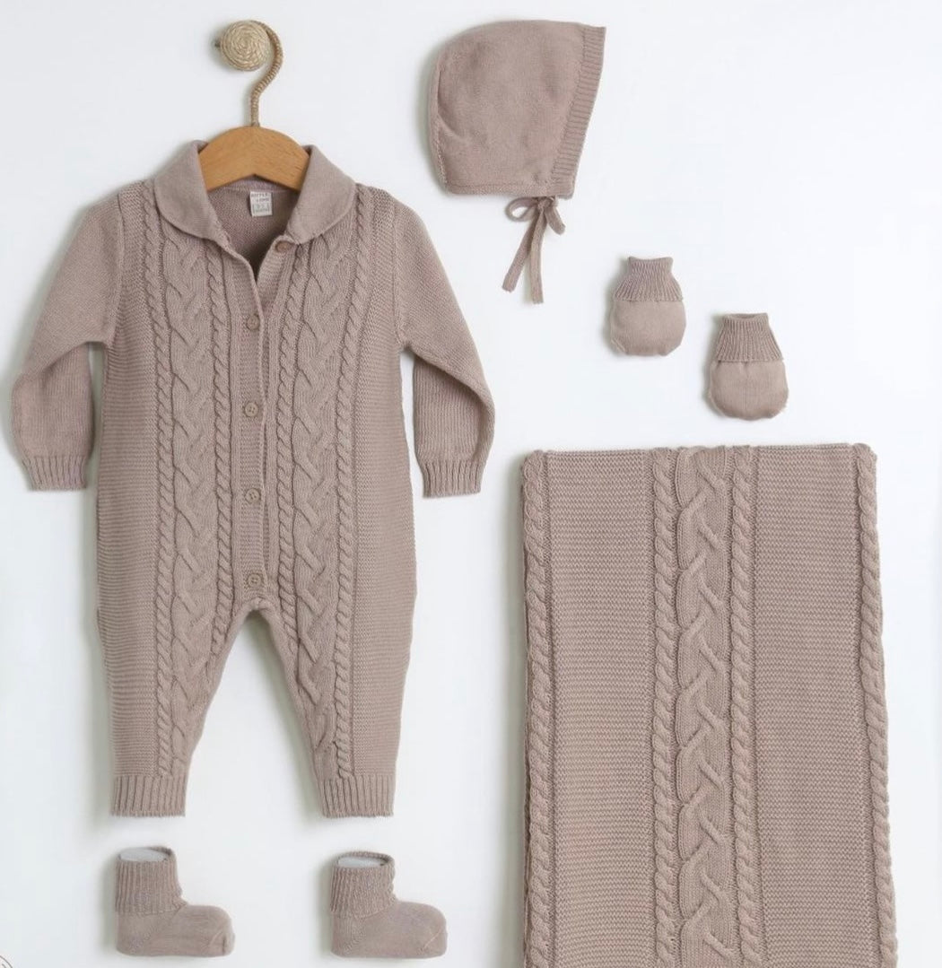 5-teiliges Newborn-Set mit Zopfmuster aus 100% Bio-Baumwolle - FRESITA
