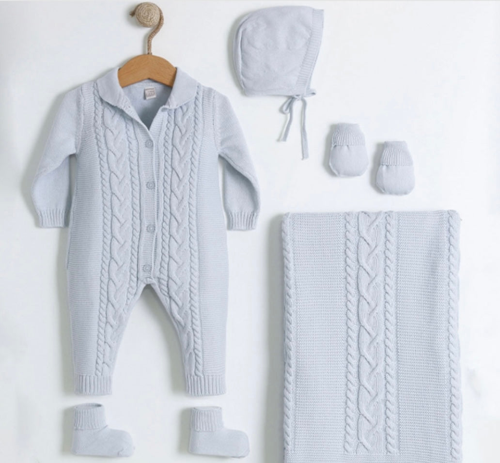 5-teiliges Newborn-Set mit Zopfmuster aus 100% Bio-Baumwolle - FRESITA