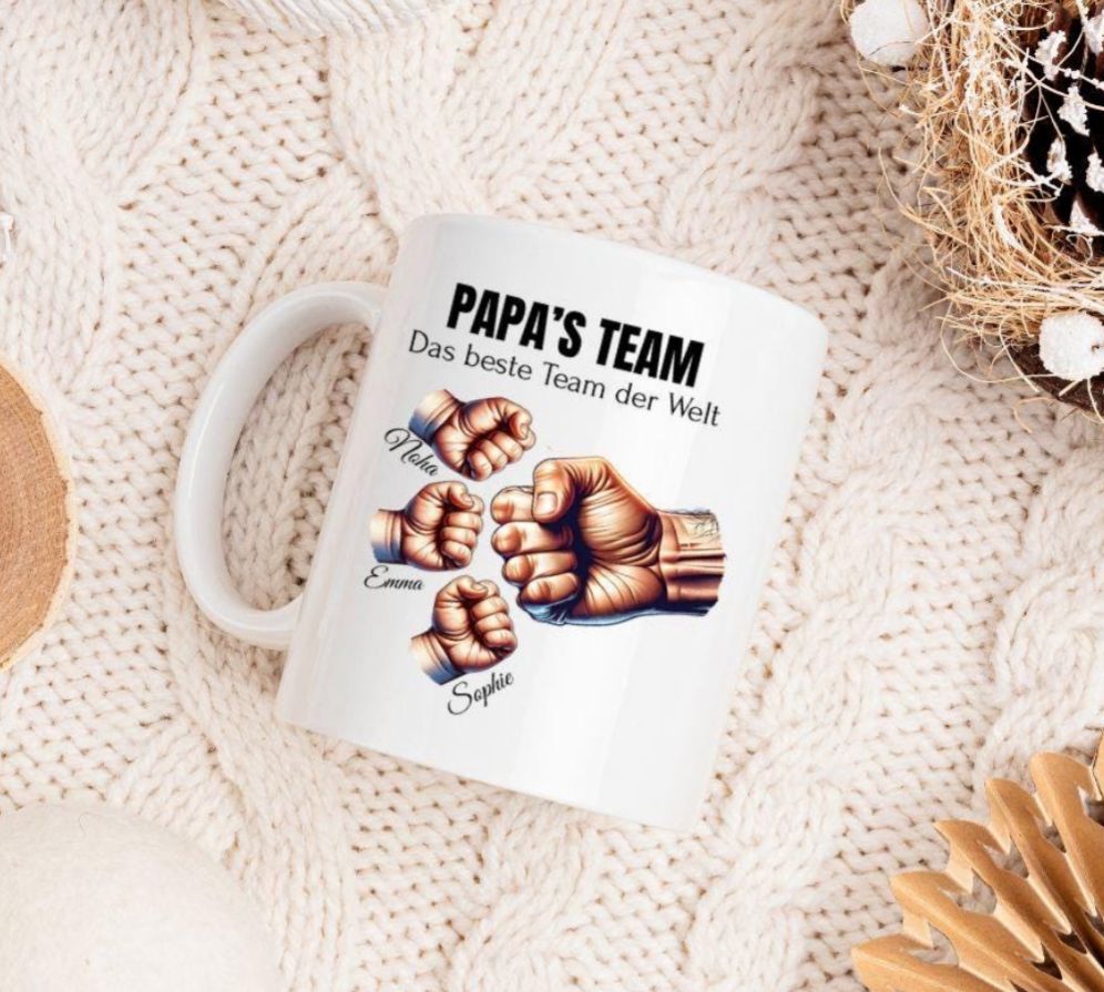 Personalisierte Tasse Papas Team