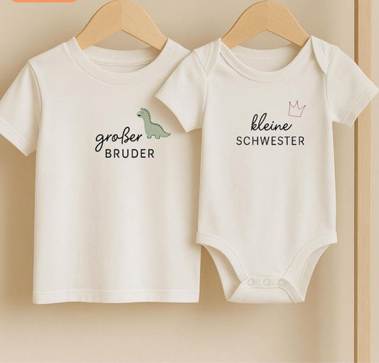 Personalisiertes Geschwister-Set „Großer Bruder & Kleine Schwester“